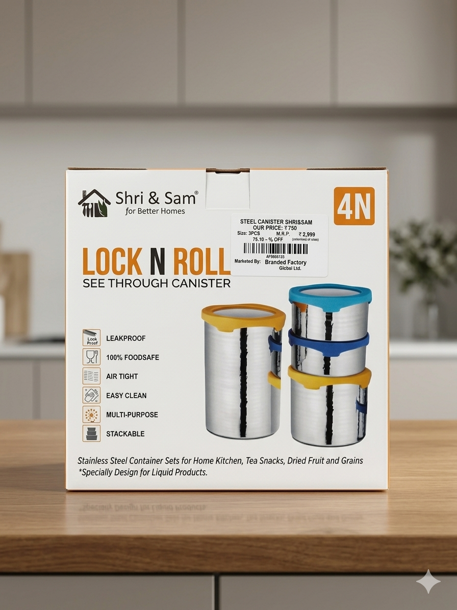 Shri & Sam Lock & Roll Tiffin 4 Pcs Set
