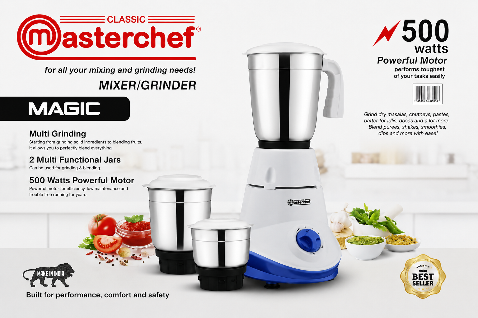 Master Chef mixer grinder 500 Watt Magic 1 Pcs Set