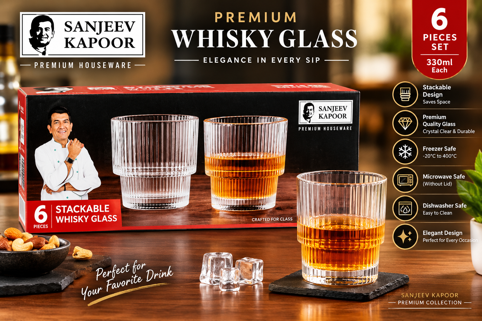 WHISKY GLASS 6 PCS Set of 2