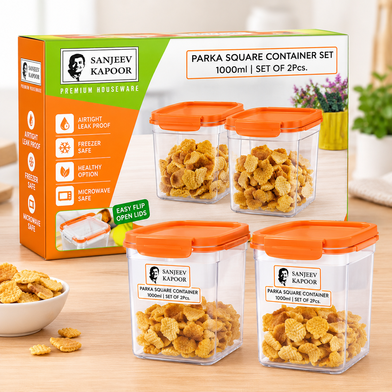 SQUARE CONTAINER 2PCS Set of 3