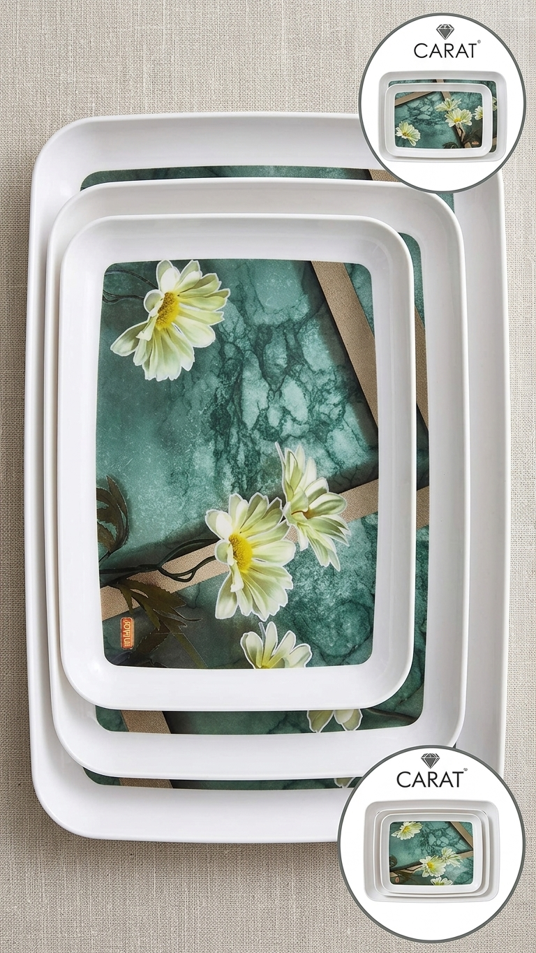 SERVING TRAY 3 PCS Set of 2