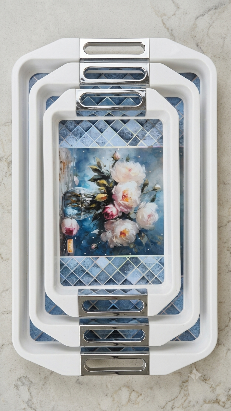 SERVING TRAY 3 PCS Set of 2