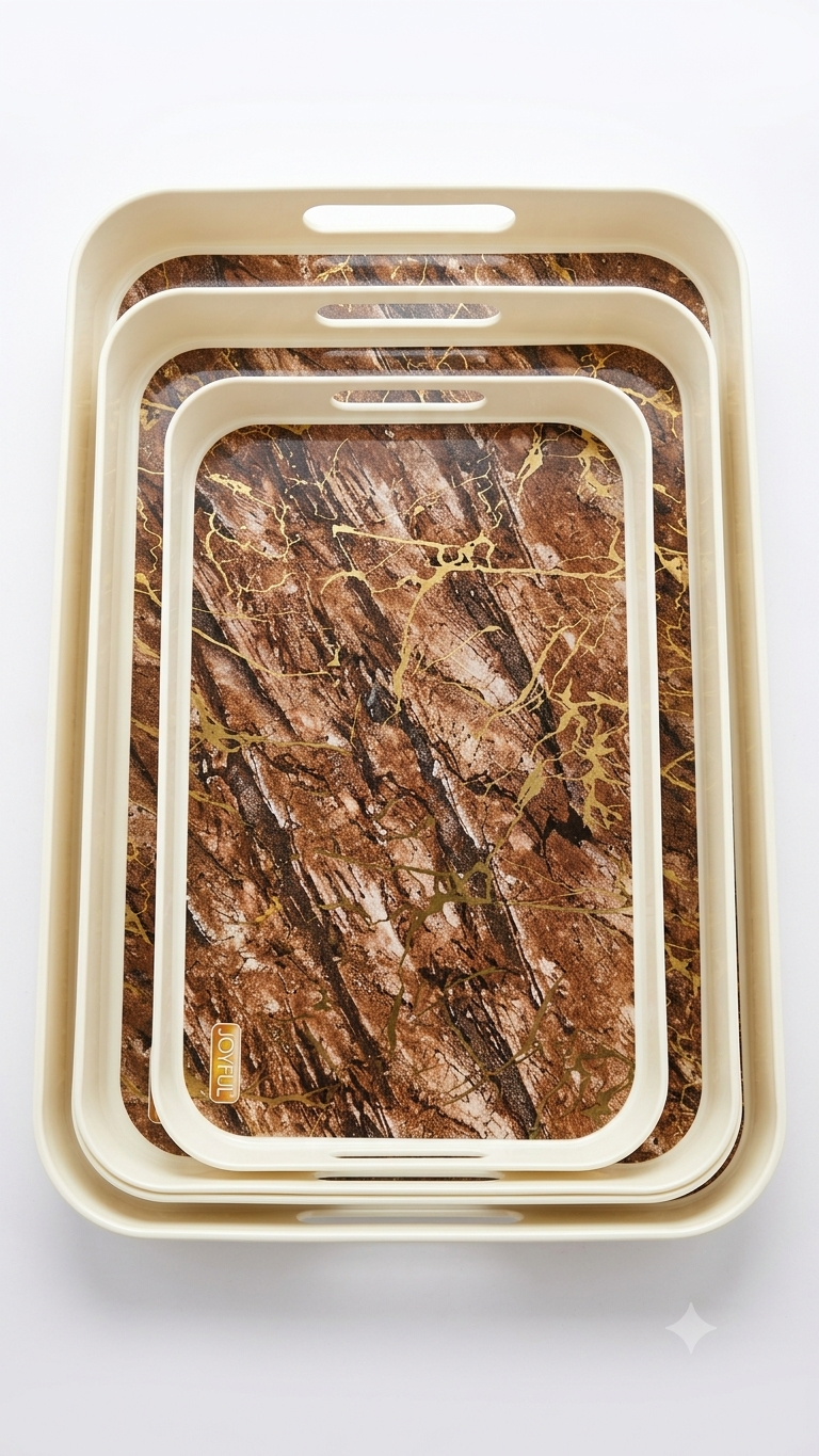 SERVING TRAY 3 PCS Set of 2