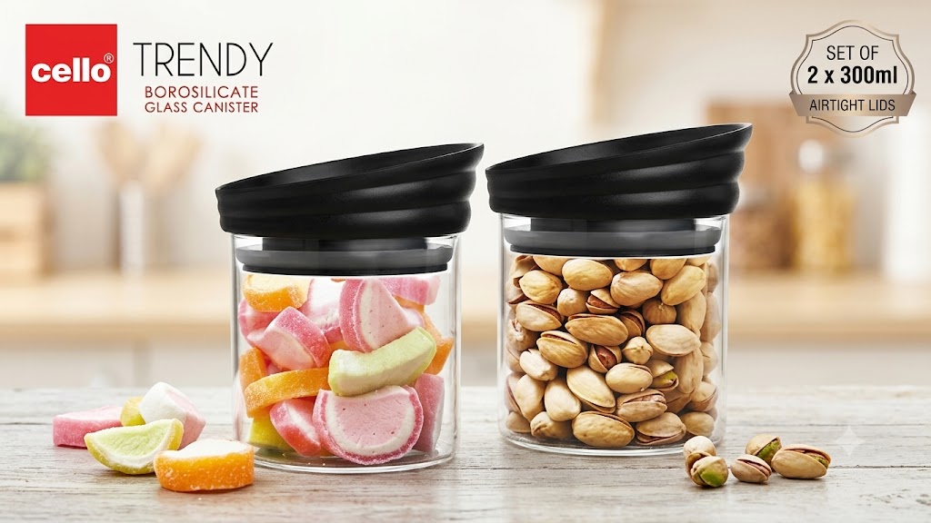 BOROSILICATE GLASS CANISTER 2PCS set of  3
